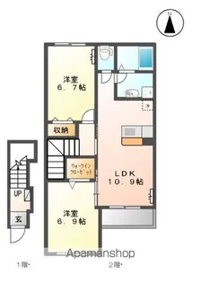 サン・ヌワール【202号室】の間取り