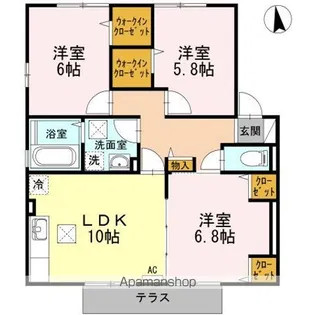 ロジュマンEST A棟【A102号室】の間取り