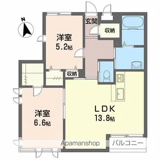 シャーメゾンガーデン福島 B棟【2階】の間取り