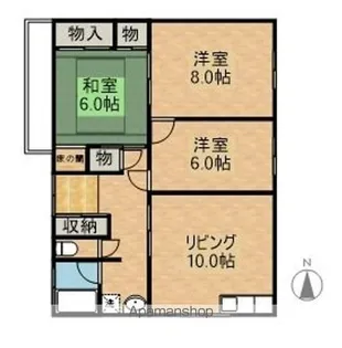 江国アパート【E号室】の間取り