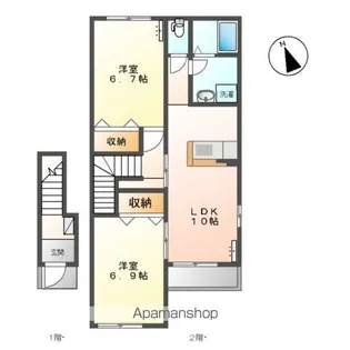 アベックス南【205号室】の間取り