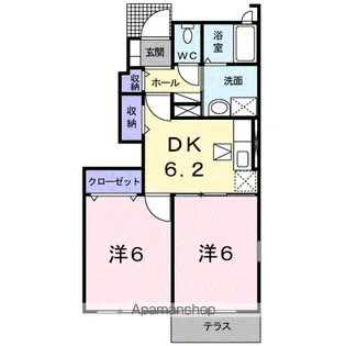サニーリブB棟【1階】の間取り