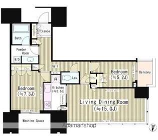 赤坂タワーレジデンストップオブザヒル【14階】の間取り