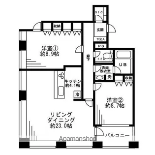 レジディアタワー麻布十番【18階】の間取り