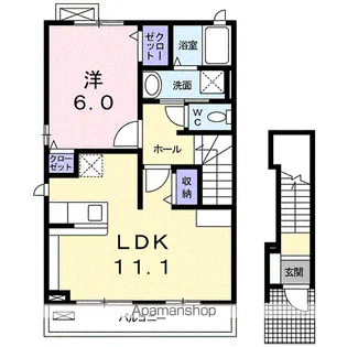 バーディクレフD【2階】の間取り