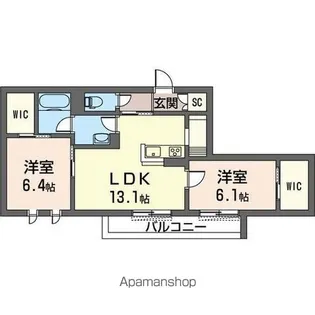 ディアコート【102号室】の間取り