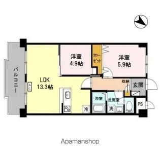 グリーンメゾン白鳥【3-B号室】の間取り