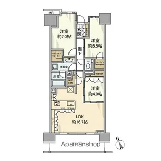 アトラス加賀【11階】の間取り