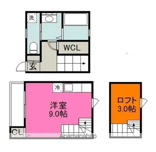 WORKSKRM(ワークスクルメ)【4号室】の間取り