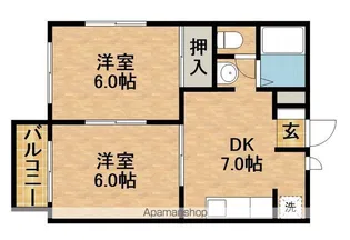 コーポ下石田Ⅲ【1階】の間取り
