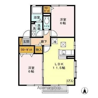 フォーシーズン白羽CD【D101号室】の間取り