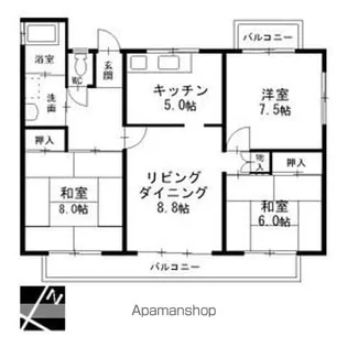 中部東山荘北棟【2階】の間取り