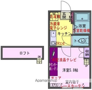 ラポール本通り Ⅱ【104号室】の間取り
