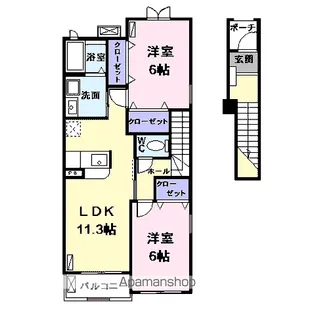 グリーンスプラウト【2階】の間取り