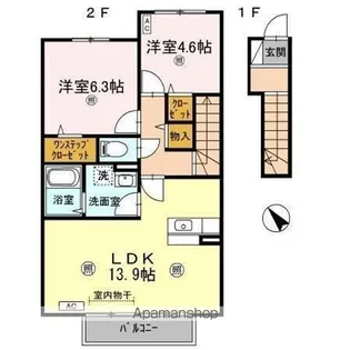 ORGE A・B棟【B202号室】の間取り