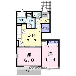ユニゾン増穂【102号室】の間取り