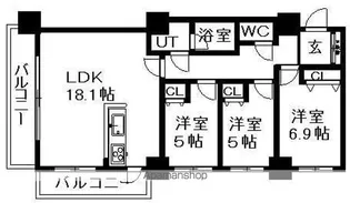 レジディア円山北5条【3階】の間取り