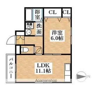 フィオーレ城西【1階】の間取り