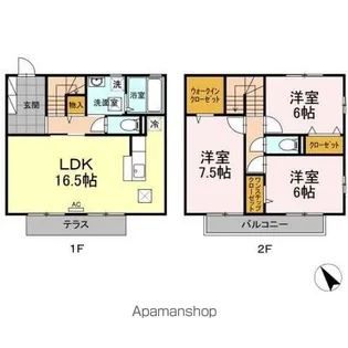 山口県下松市せせらぎ町2丁目【テラスハウス】の間取り