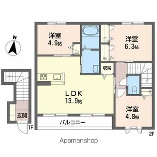 鳳鳴館 Ⅲ棟【2階】の間取り