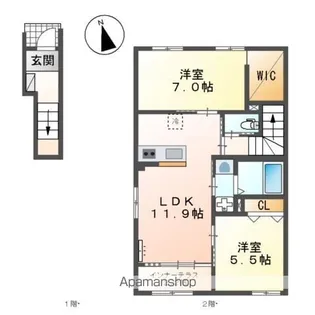 ハレカピリナ新涯【2階】の間取り