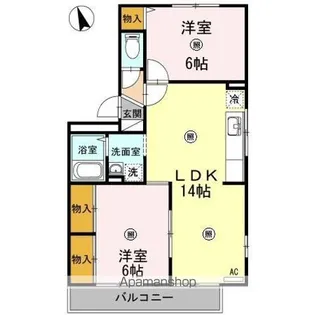 クレージュ中村【3階】の間取り