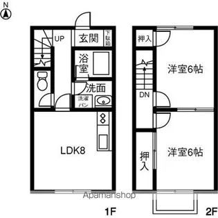 愛知県岩倉市鈴井町蔵前【テラスハウス】の間取り