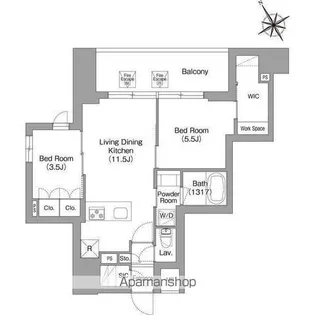 バウスフラッツ蔵前【6階】の間取り