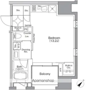 ザ・パークハビオSOHO横浜関内【2階】の間取り