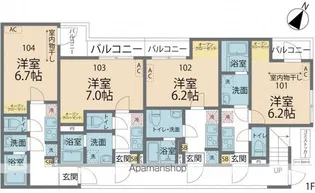 カインドネス小田急相模原SOUTH【103号室号室】の間取り