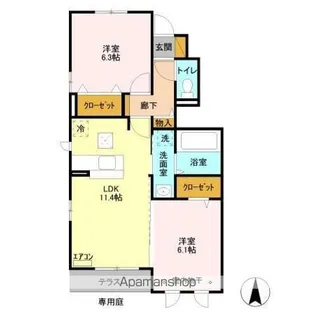 クレールフラッツ天王台【1階】の間取り