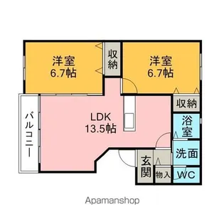 E−TOWNTOYOU【203号室】の間取り
