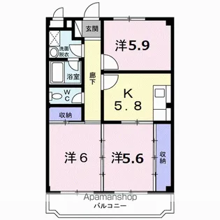 ウィン長谷川【1階】の間取り
