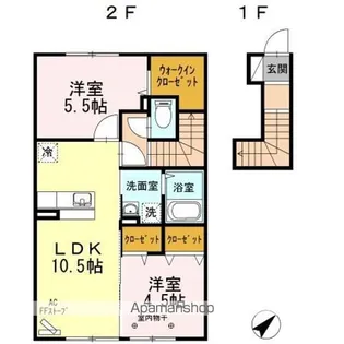 アリエスカ三内【2階】の間取り