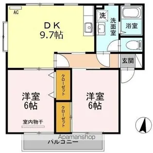 パレス新浜 A棟【2階】の間取り