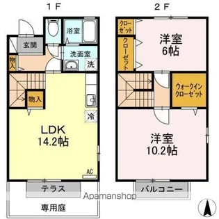 ウィルコート伏石A・B【1階】の間取り