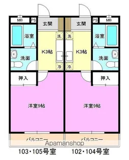 ウエストヒルズプレステージ【104号室】の間取り