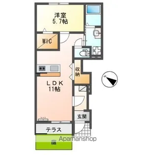 グランレーヴ弥生【1階】の間取り