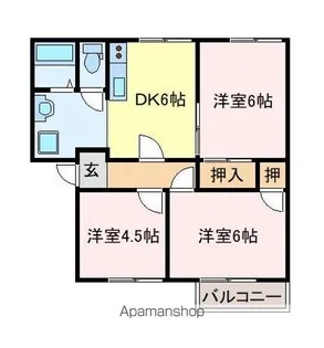ウッドヴィレッジⅠB棟【103号室】の間取り