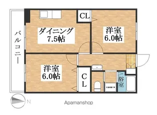 佃マンション【6E号室】の間取り