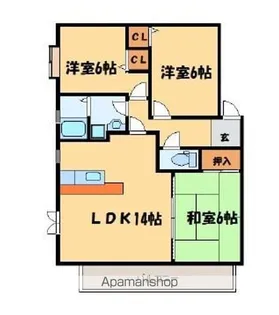 クリスタルヒルズ弐番館【102号室】の間取り