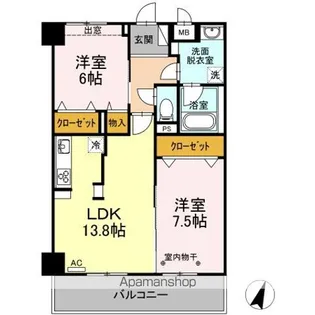 グランドウェルストーン【6階】の間取り