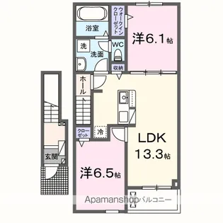 レジデンス ハイブリッジ Ⅱ【2階】の間取り