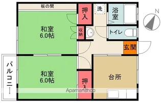 鷺コーポ【202号室】の間取り