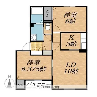 ロイウッド ウエスト【1階】の間取り