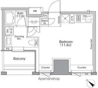 ザ・パークハビオSOHO横浜関内【4階】の間取り
