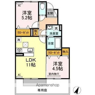 シャンゼリーゼ【1階】の間取り