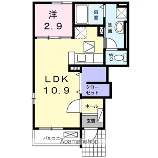 1LDKの間取り画像