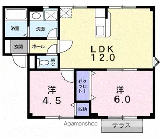 メゾン花梨Ⅱ【1階】の間取り