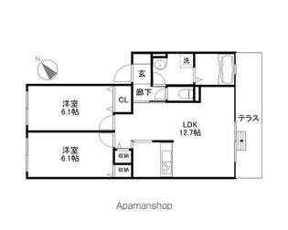 レジデンス琵琶【105号室】の間取り